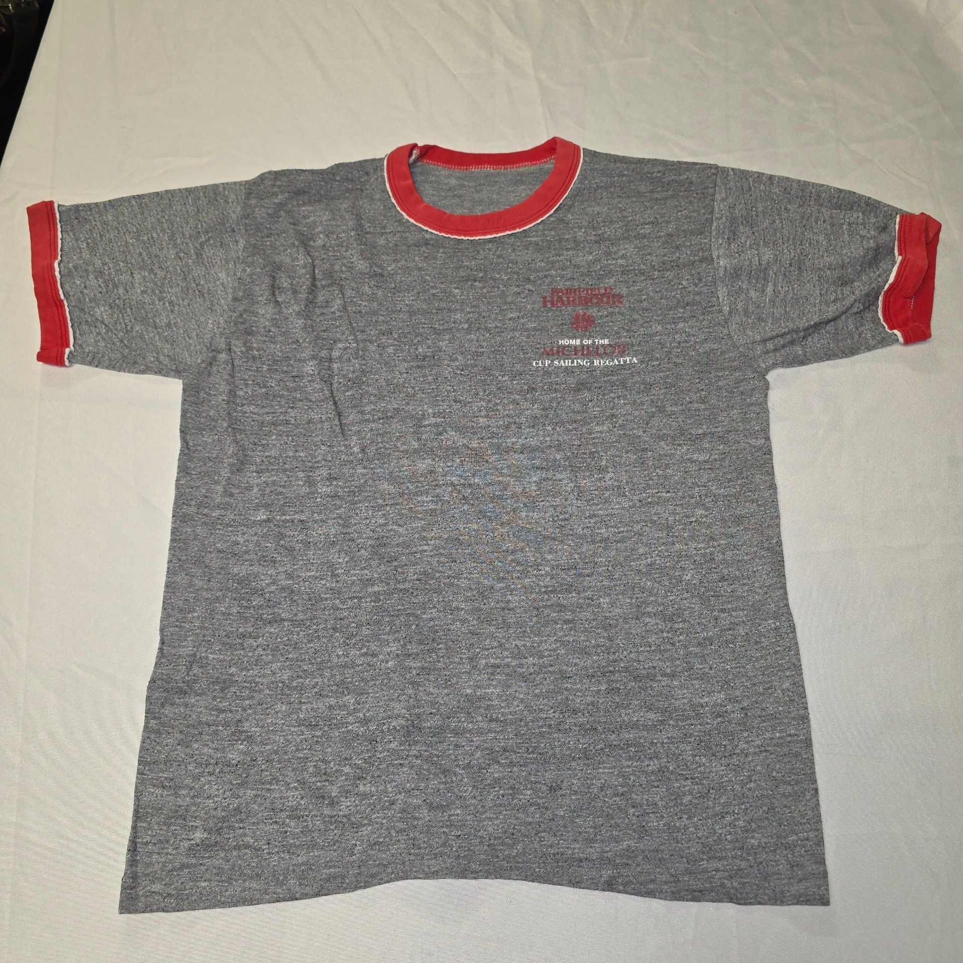 Vintage 1982 Fairfield Harbour Michelob Cup Sailing Regatta Ringer TShirt Mediu
